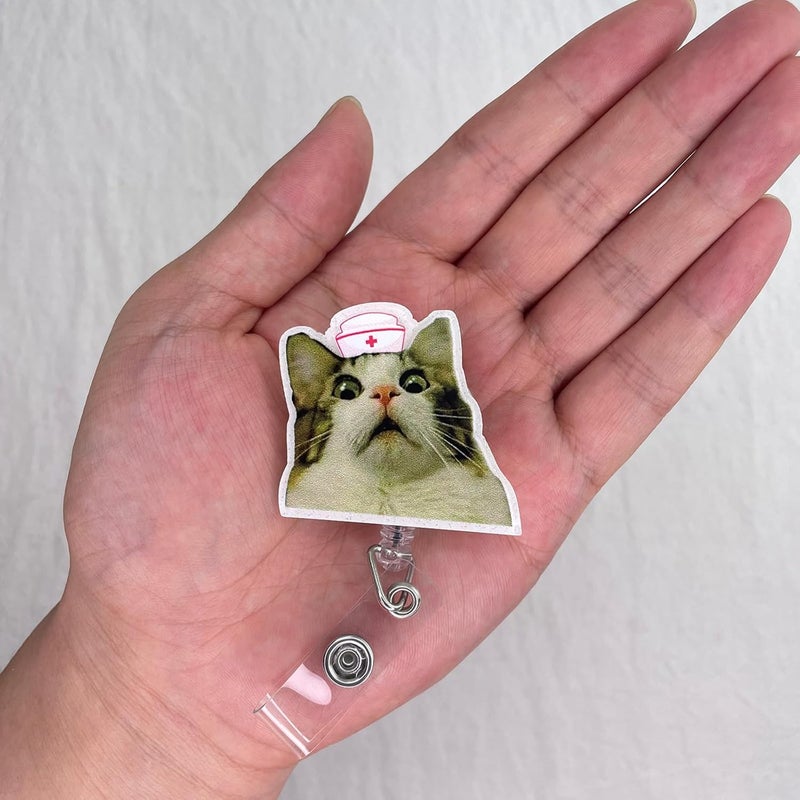 LEBEIGHT Funny Cat Meme Badge Reel Retractable for Nurse Nursing Student CNA RN LPN & Medical Assistant, Vet Tech Gifts, Cat Lovers Nurse Badge Clip, Personalized ID Badge Holder with Alligator Clip | Acrylic - Image 3